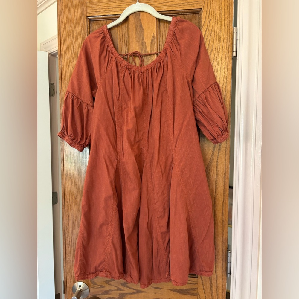 Elegant Rust Long Sleeve Dress